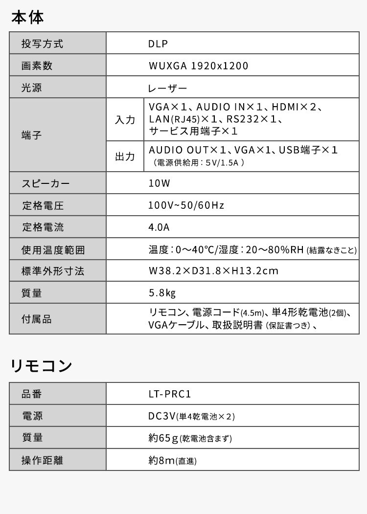 プロジェクター WUXGA 1920&times;1200 4500lm 超短焦点 IP-AU450W【代引き不可】13