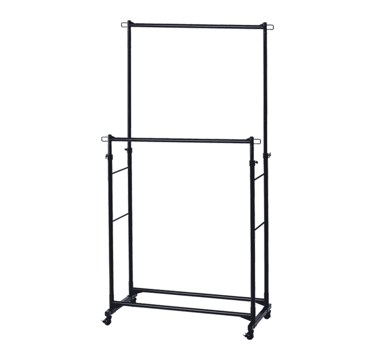 ハンガーラック 2段 高耐荷重 縦横伸縮 フック・キャスター付き スタイルハンガーハード ダブルタイプ PI-H2R ブラック6