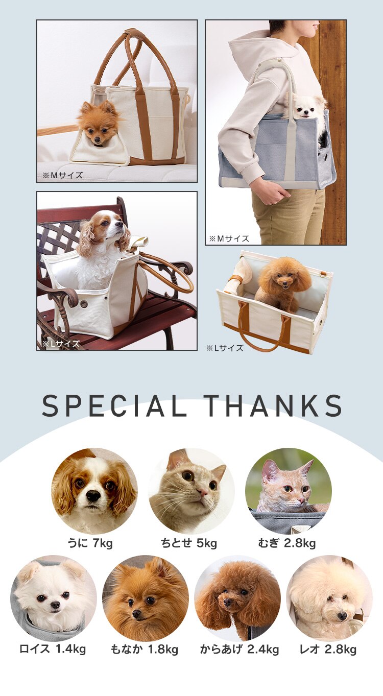 キャンバストートキャリーMサイズ P-CT400 アイボリー おしゃれ犬 猫 キャリー5