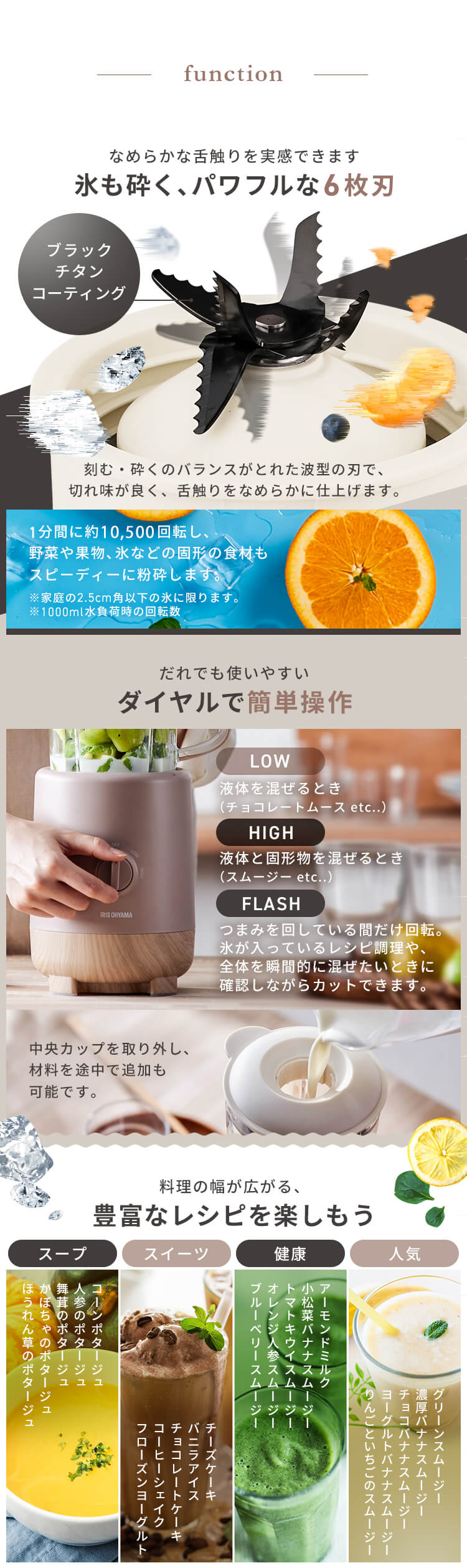 ミキサー 1000ml 氷対応 IJM-S101-C アイボリー2