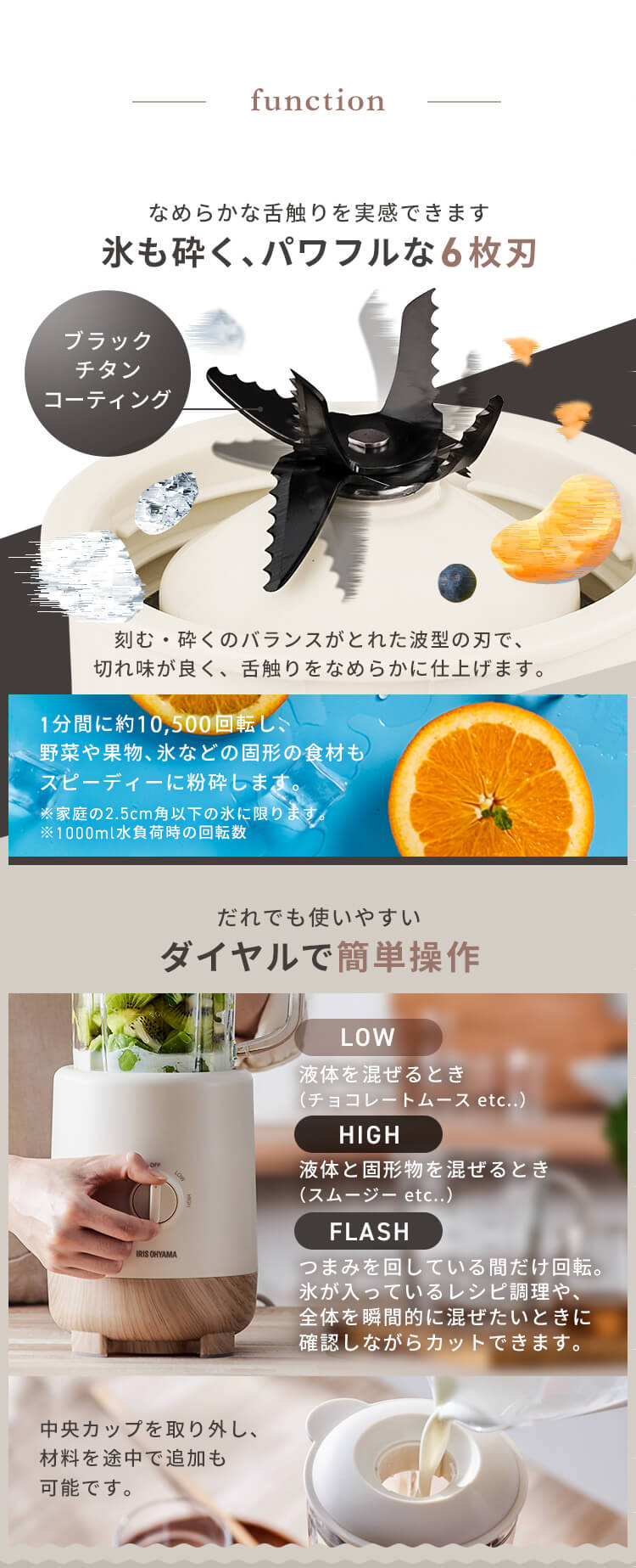 ミキサー 1000ml 氷対応 ボトル＆ミル付き IJM-S101BM-C アイボリー1