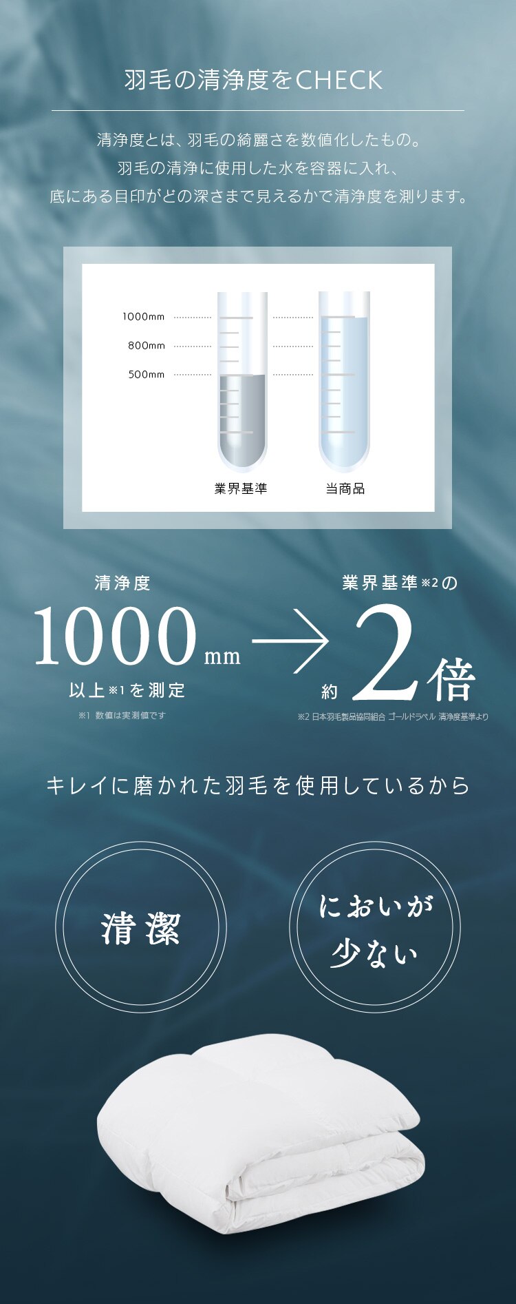 羽毛布団 シングル WDD90% 370dp 0.4kg 吸湿発熱 抗菌消臭 アイボリー 7