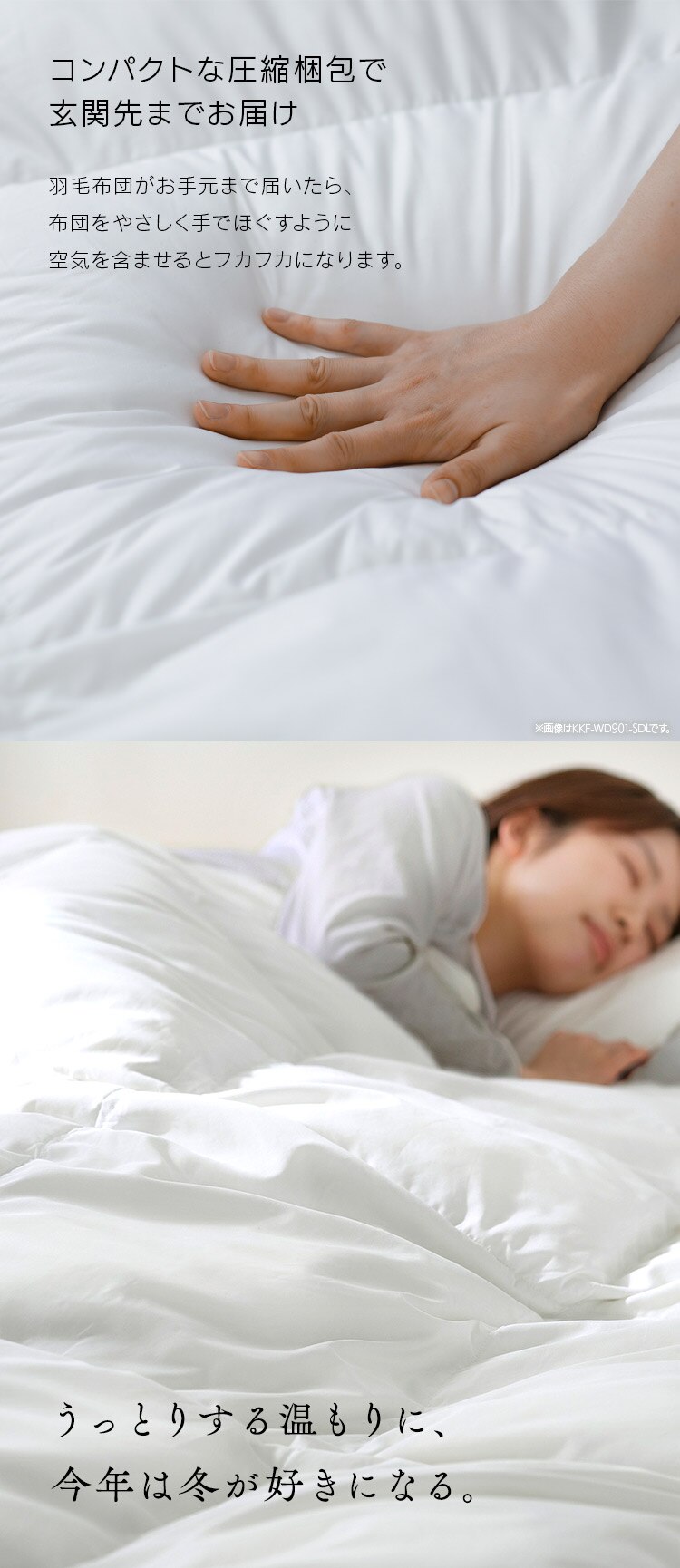 羽毛布団 シングル WDD90% 370dp 0.4kg 吸湿発熱 抗菌消臭 アイボリー 9