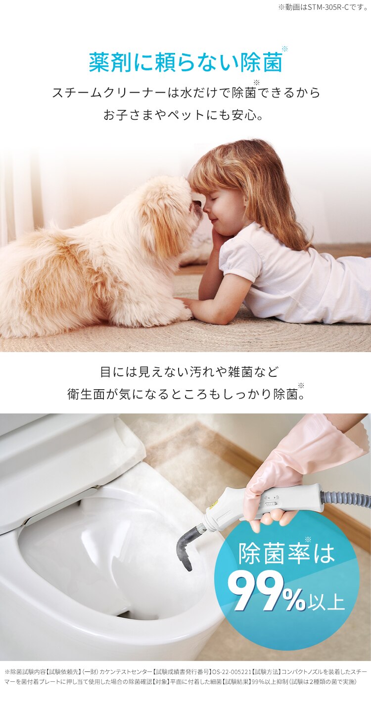 スチームクリーナーハンディタイプ STMK-305R-W ホワイト3