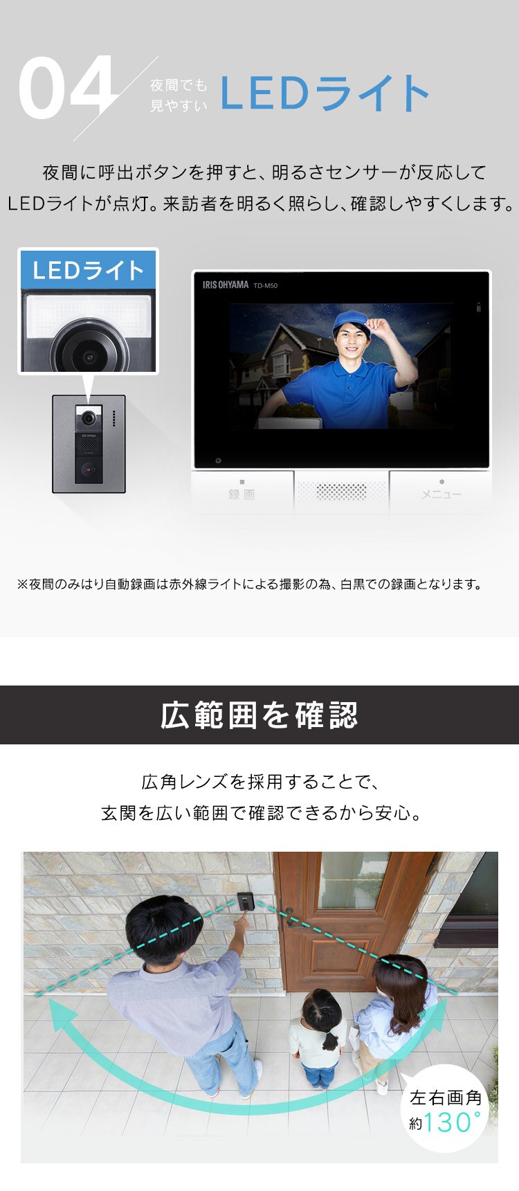 インターホン インターフォン 録画 自動録画 カメラ付き スマホ連動 広角レンズ 防犯 機械音声応答 4.3インチ ドアホン TD-SM5030CT-BSH5