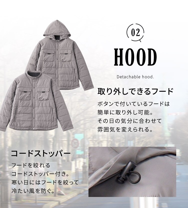 中綿保温フード付きブルゾン3