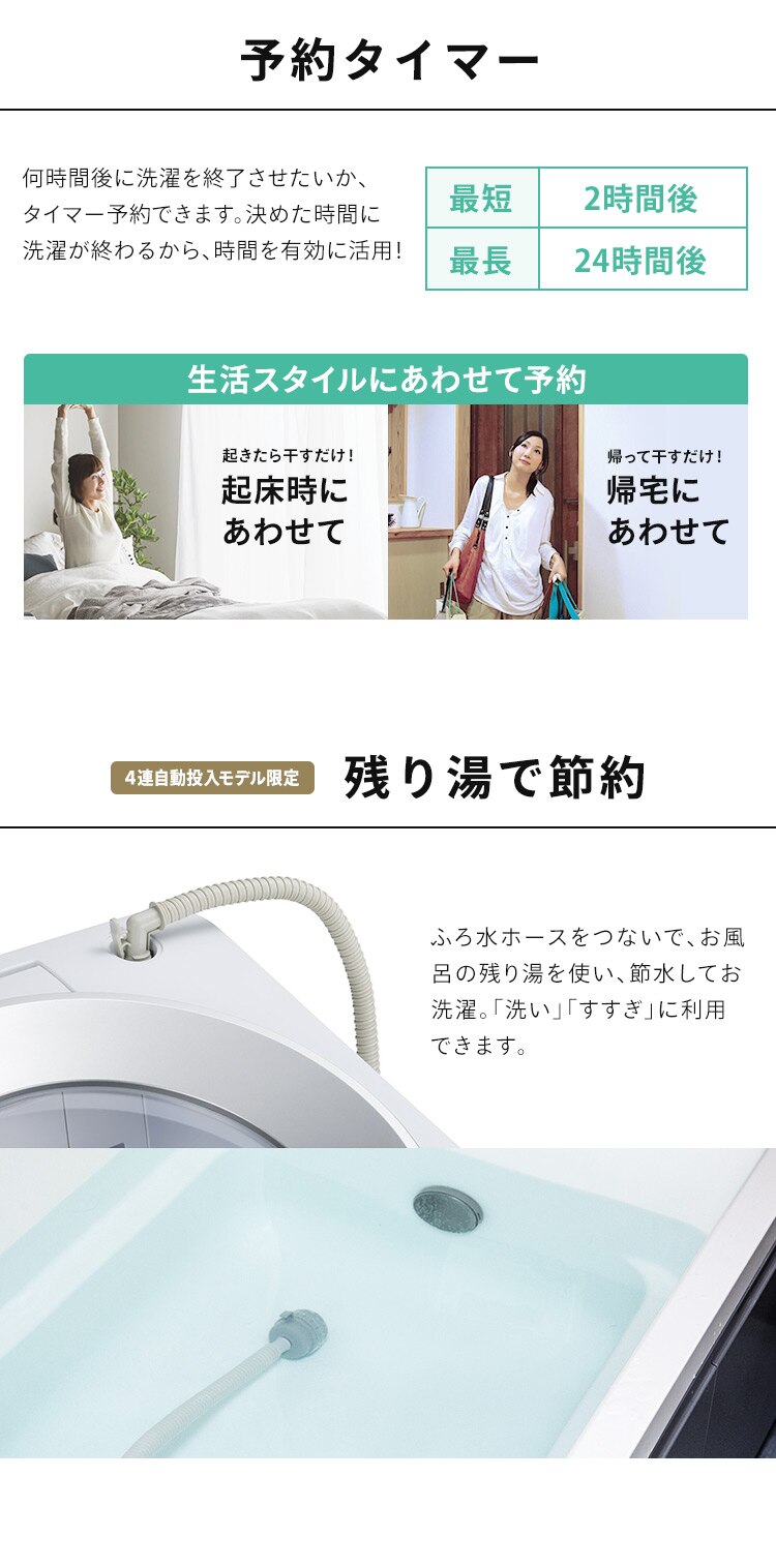 洗濯機 8kg OSH 2連タンク 洗剤自動投入 ガチ落ち極渦洗浄 省エネ 節水 ラクとれLOW設計 二人暮らし ファミリー向け ITW-80A01-W【代引き不可】9