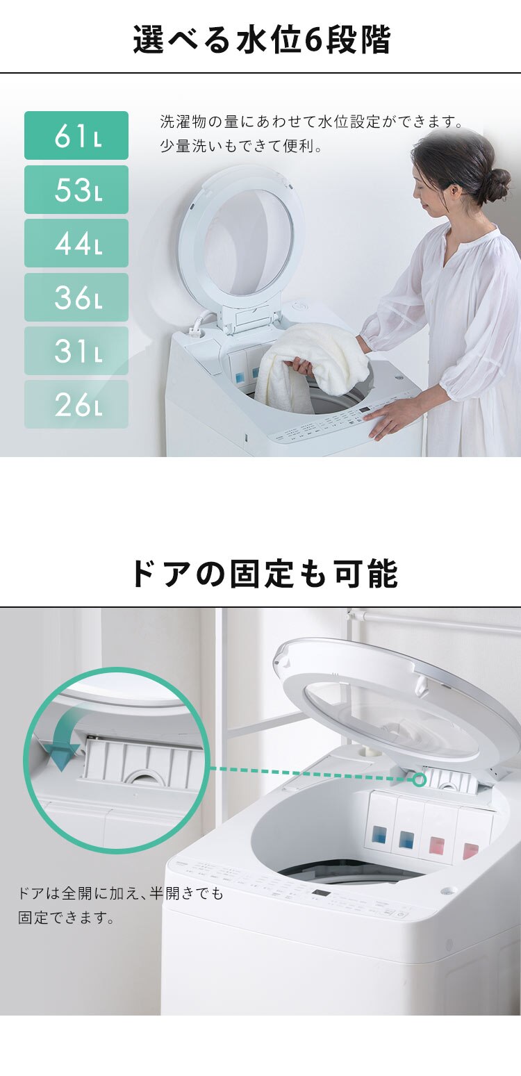 洗濯機 8kg OSH 2連タンク 洗剤自動投入 ガチ落ち極渦洗浄 省エネ 節水 ラクとれLOW設計 二人暮らし ファミリー向け ITW-80A01-W【代引き不可】10