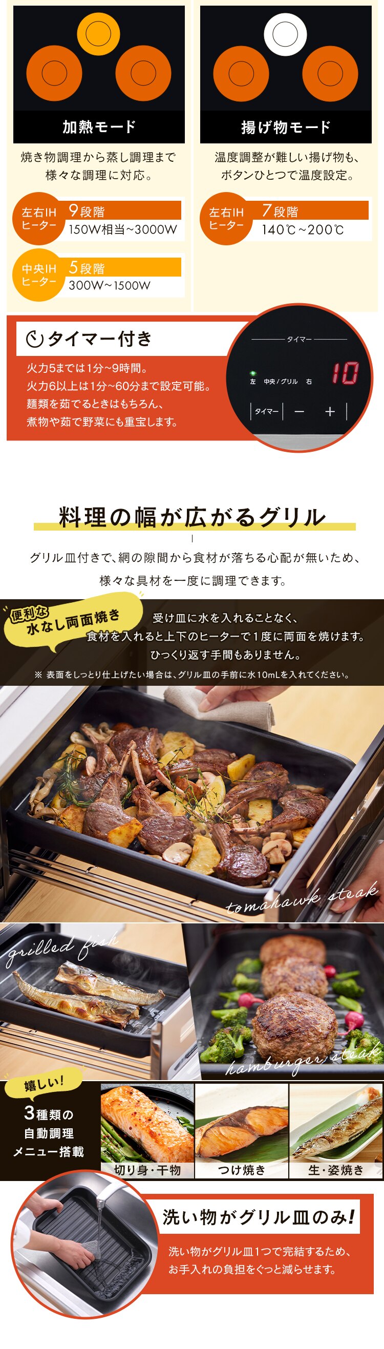 200V 3口 ビルトインIHクッキングヒーター IHC-B3201-B ブラック【代引き不可】1