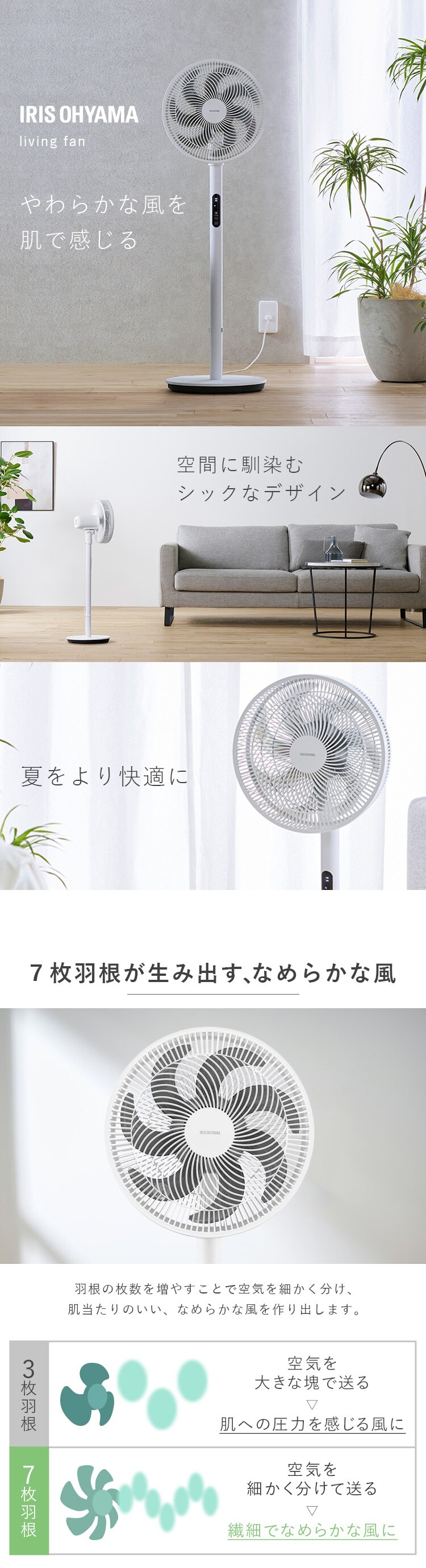 扇風機 静音 DCモーター 左右首振り リモコン付 LFD-301D ホワイト0