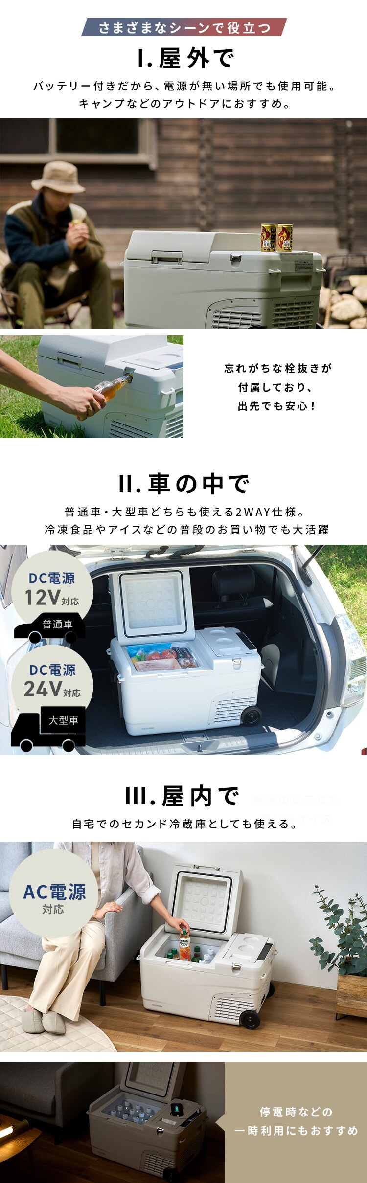 冷温庫 26L ポータブル -20〜60℃ バッテリー搭載 急速モード搭載 幅66.6cm IPDW-B3A-W ホワイト1