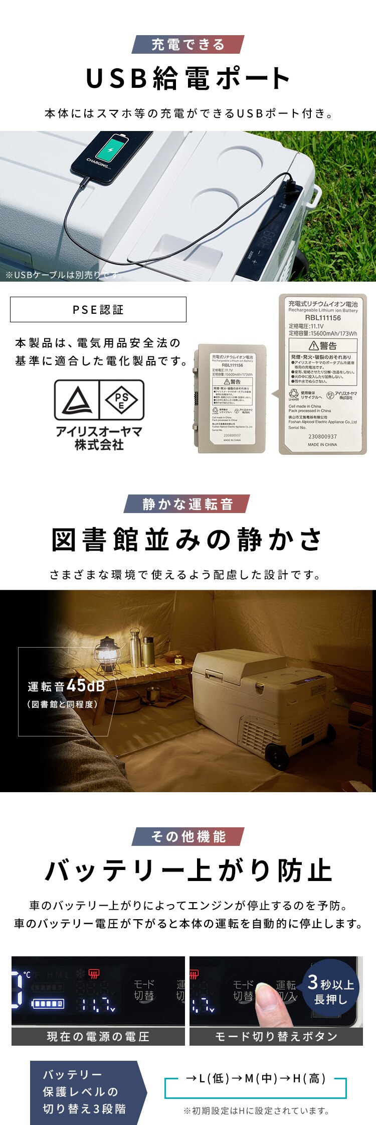 冷温庫 26L ポータブル -20〜60℃ バッテリー搭載 急速モード搭載 幅66.6cm IPDW-B3A-W ホワイト5