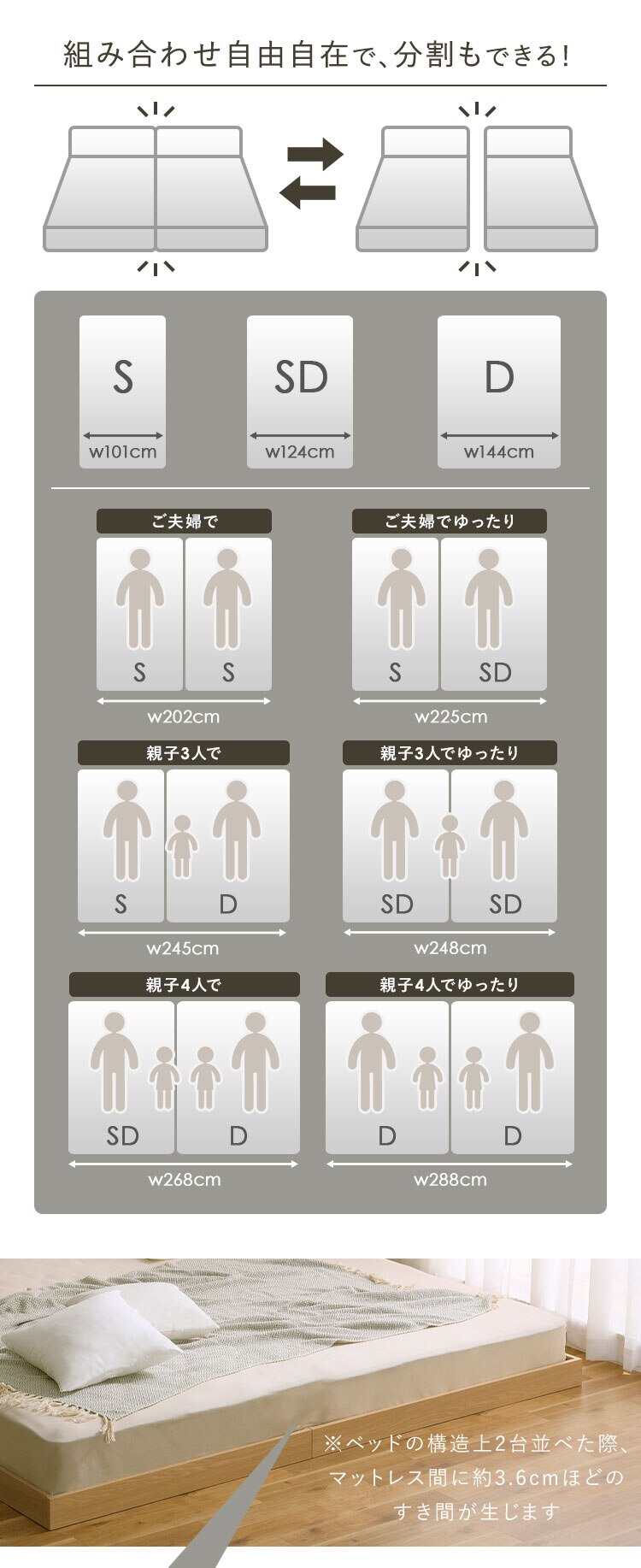 【マットレスセット】ベッド シングル ロータイプ 棚付き コンセント ナチュラル + ボンネルコイル ブラック5