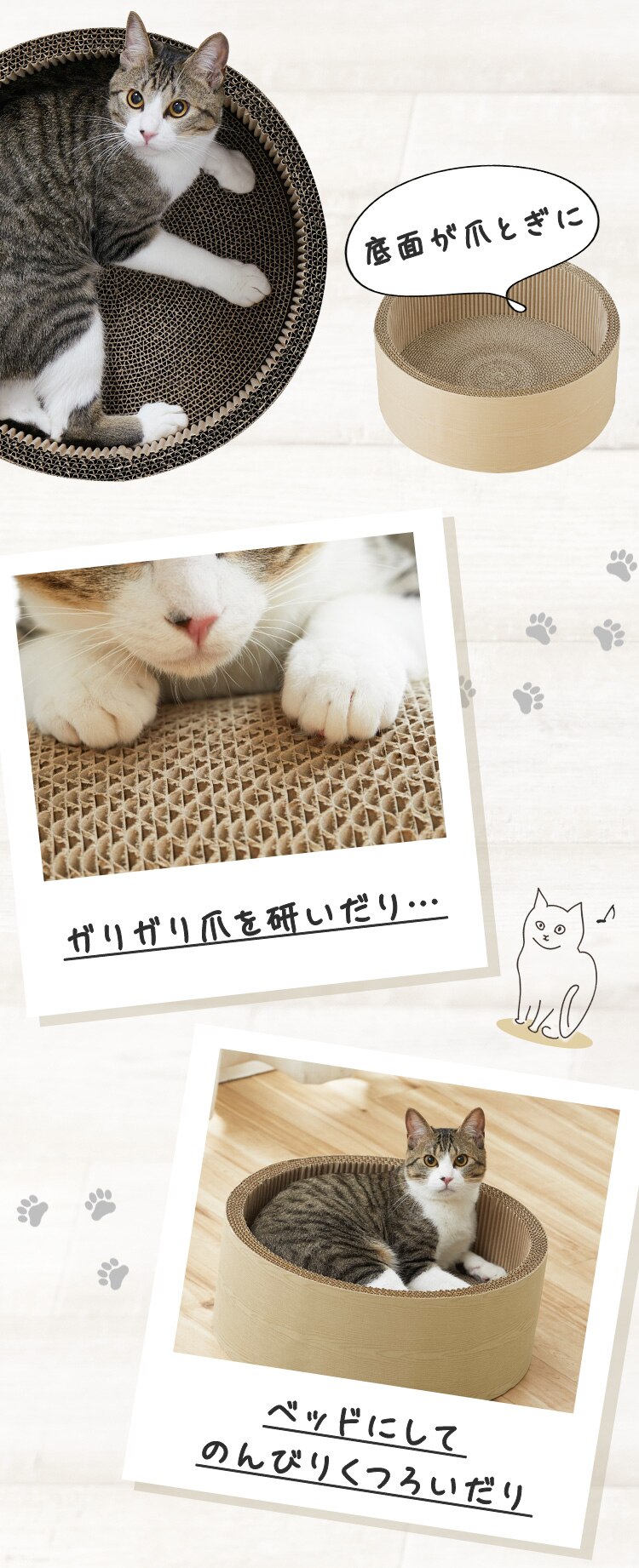 モチーフ爪とぎ ボウルタイプ交換用3P猫 爪とぎ1