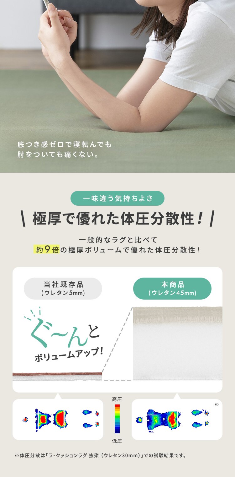 ラグ ラ・クッションラグ マイクロムートンタイプ 185cm&times;240cm 3畳 超極厚5cm オリーブ ACRMG-18243