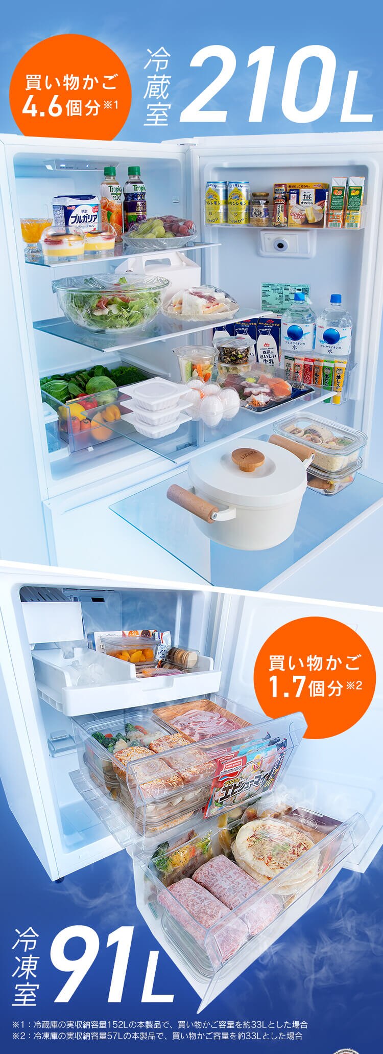 冷蔵庫 301L 自動霜取り 自動製氷 家庭用 カメラ付き ストックアイ 2ドア 幅59.5cm IRSN-IC30B 全2色【代引き不可】1