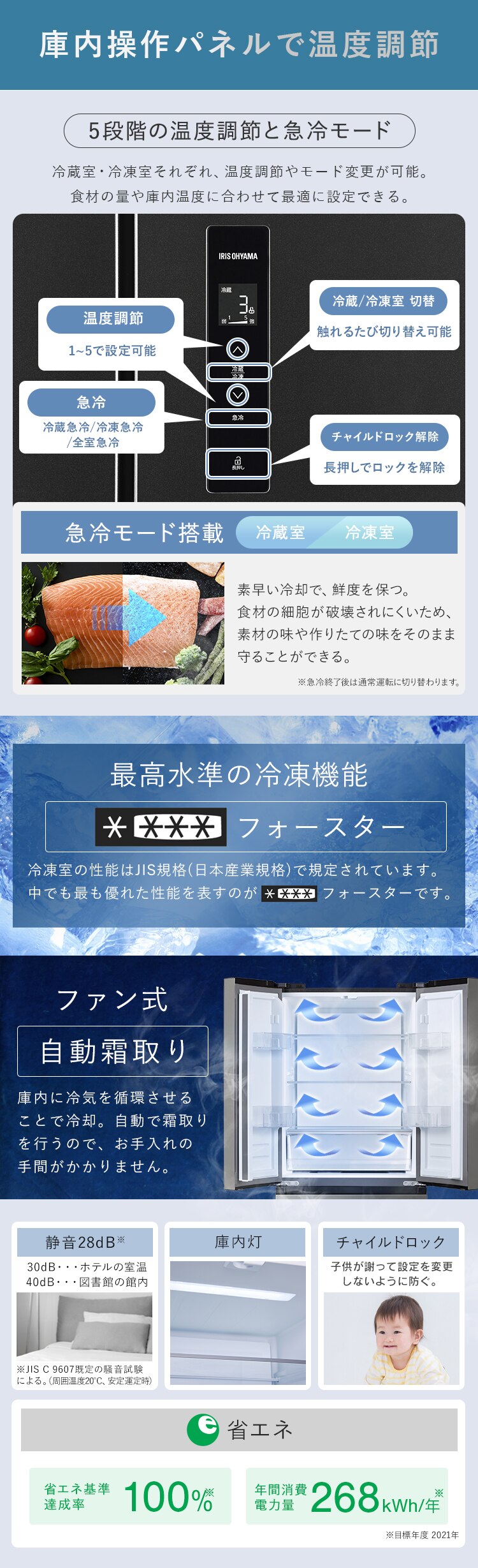 【設置無料】 冷蔵庫 401L 自動霜取り 2段冷凍室150L 大凍量 フレンチドア 幅70.3cm IRSN-40A-B ブラック【代引き不可】10