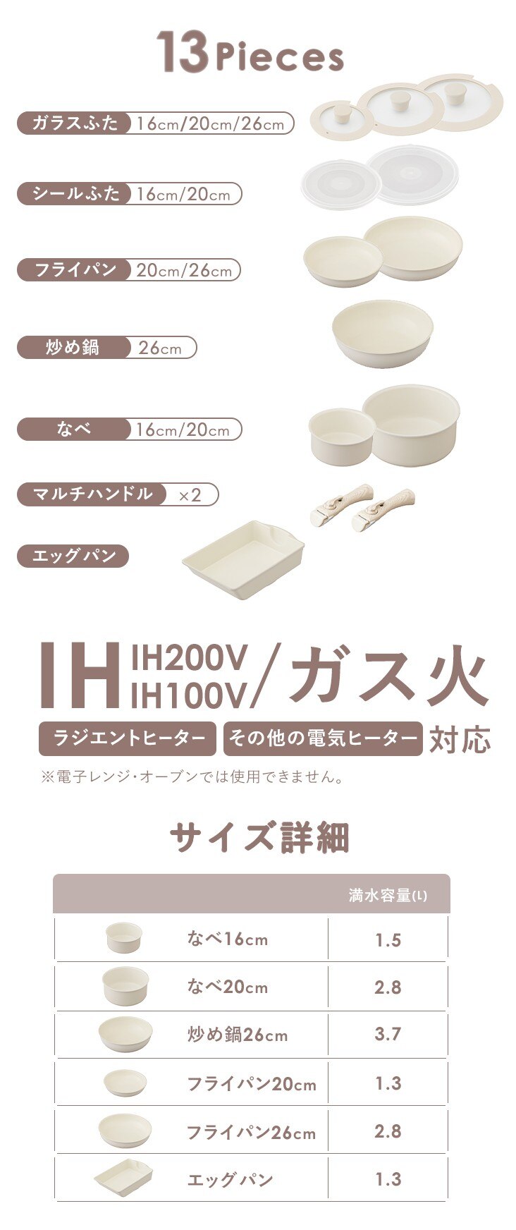 �t���C�p�� 13�_�Z�b�g IH/�K�X�ΑΉ� �Z���~�b�N�J���[�p�� CC-13S