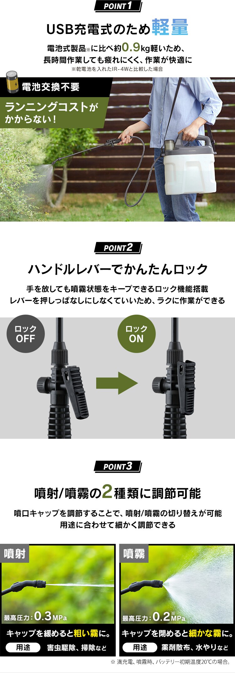 噴霧器 充電式 タンク容量7.8L USB Type-C 除草 JF-7800 ホワイト/グレー1