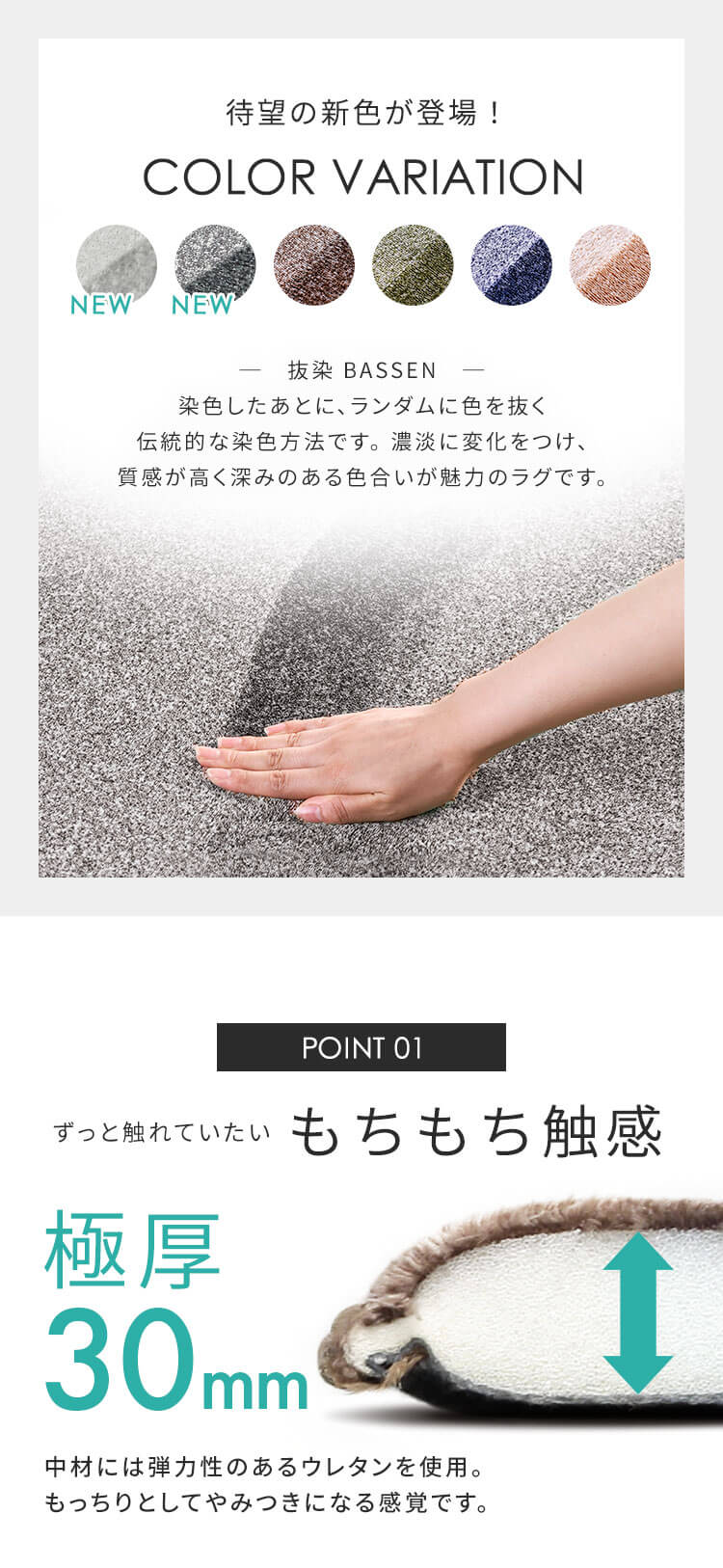 ラグ ラ・クッションラグ 185cm&times;185cm 2畳 厚さ3cm ベージュ ACRB-18181