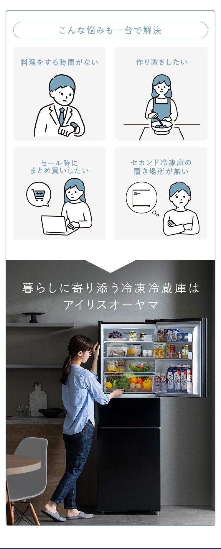 【設置無料】 冷蔵庫 235L 自動霜取り 大容量冷凍室最大123L 大凍量 冷凍/冷蔵切り替えセレクトルーム搭載 1人暮らし 家庭用 幅56.2cm IRSN-HF24A-W ホワイト【代引き不可】3