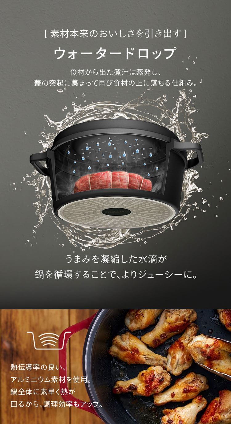 鍋 無加水鍋 20cm IH/ガス火対応 COTOCO SMKSN-S20 チャコールグレー5