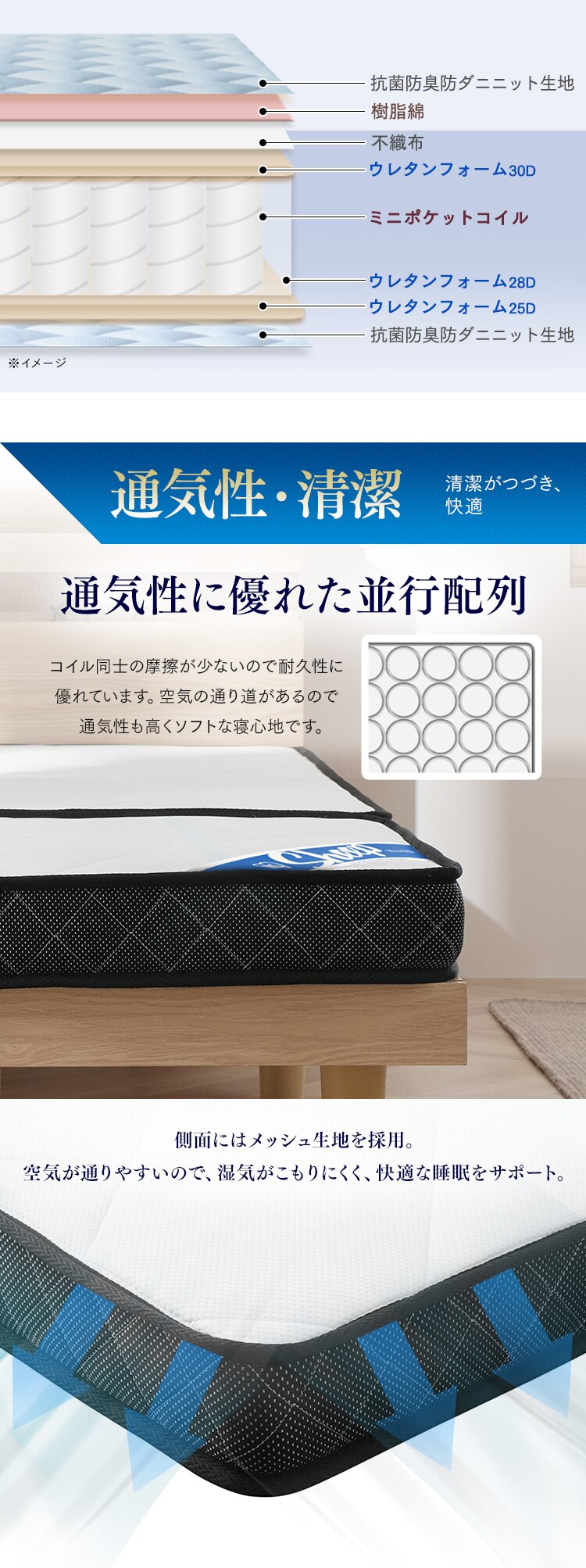 マットレス シングル 三つ折り ミニポケットコイル 厚さ11? リバーシブル PMTS11S-3S Sheep8