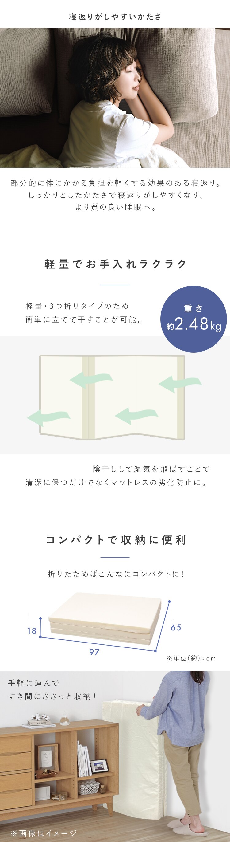 マットレス シングル 三つ折り 硬め 厚さ6cm ウレタン MTRA-S1
