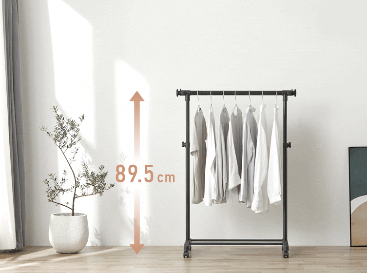 ハンガーラック 1段 横縦伸縮 キャスター付き パイプハンガー PI-E180S ブラック2