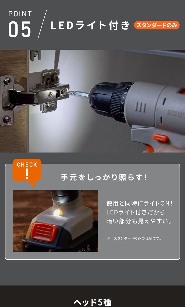 ★2,000円OFFクーポン★【ヘッド5種コンプリートセット】マルチギア 充電式ドリルドライバー本体＋5点セット 10.8V JM10DRS 5