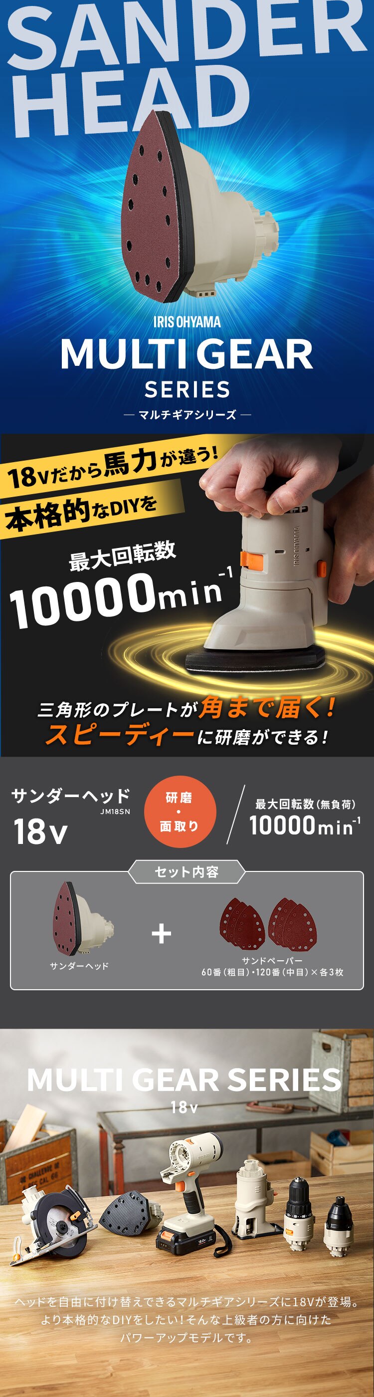 【付け替えヘッド】マルチギア サンダーヘッド 18V JM18SN サンドベージュ0