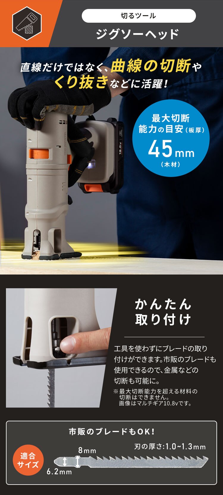 【付け替えヘッド】マルチギア ジグソーヘッド 18V JM18JG サンドベージュ2