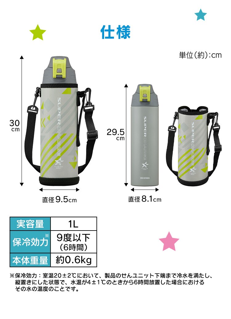 水筒 子供 1リットル 1L ステンレスボトル キッズ 保冷 2段階ロック付き 大容量 スポーツ DBR-1000 ブラック&times;ブルー9