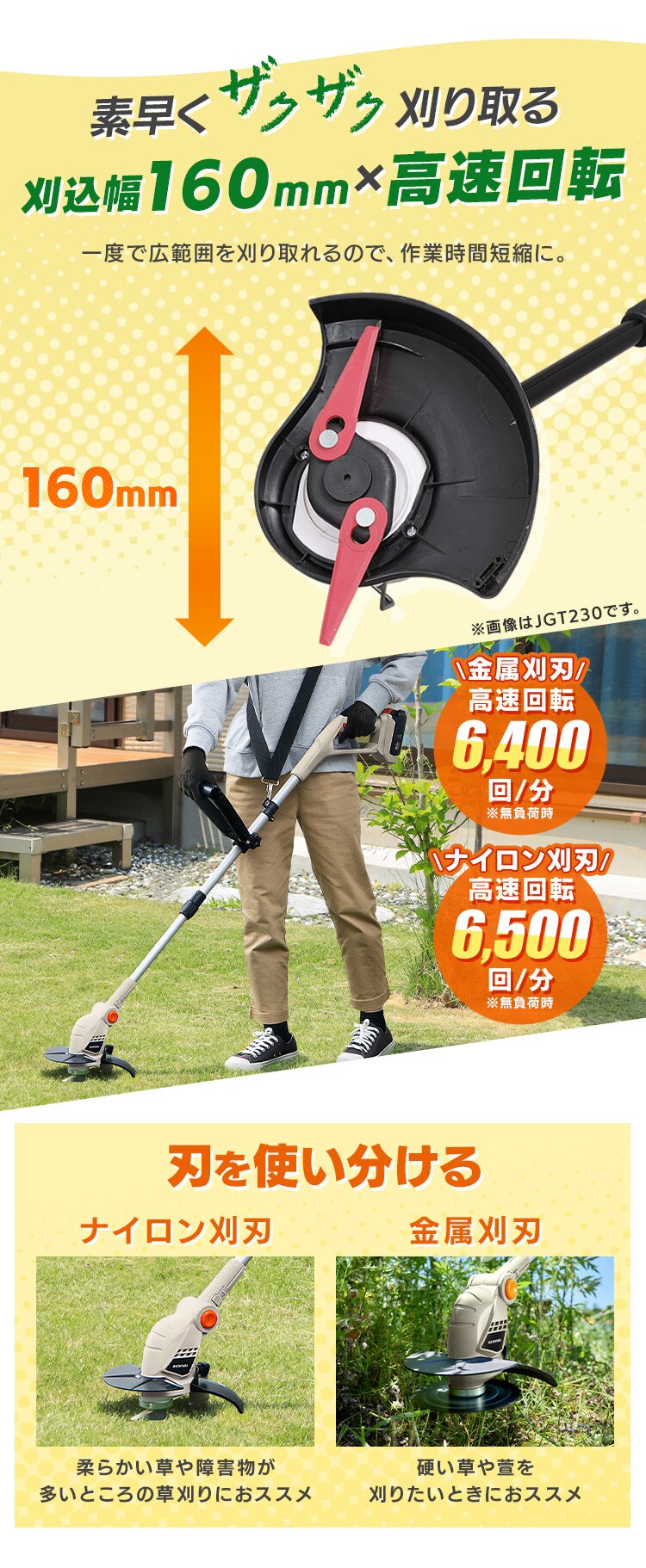 【Type-c】充電式草刈り機 芝刈り機 グラストリマー JGT160M2TC サンドベージュ 18V 軽量 バッテリー共有可2
