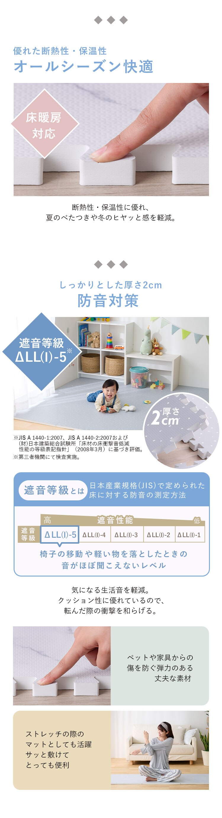 ジョイントマット フロアマット 9枚 60cm&times;60cm 厚さ2cm ドット柄 PJMRV-392