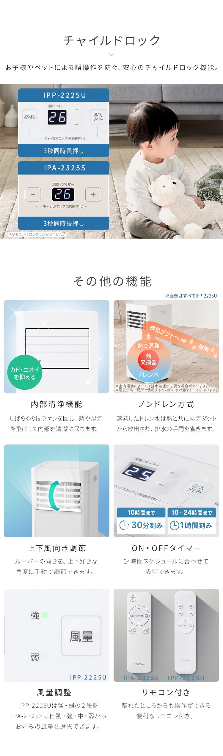 ポータブルクーラー 4.5~7畳 工事不要 冷風 送風 除湿 2.3kw IPA-2325S アイボリー12