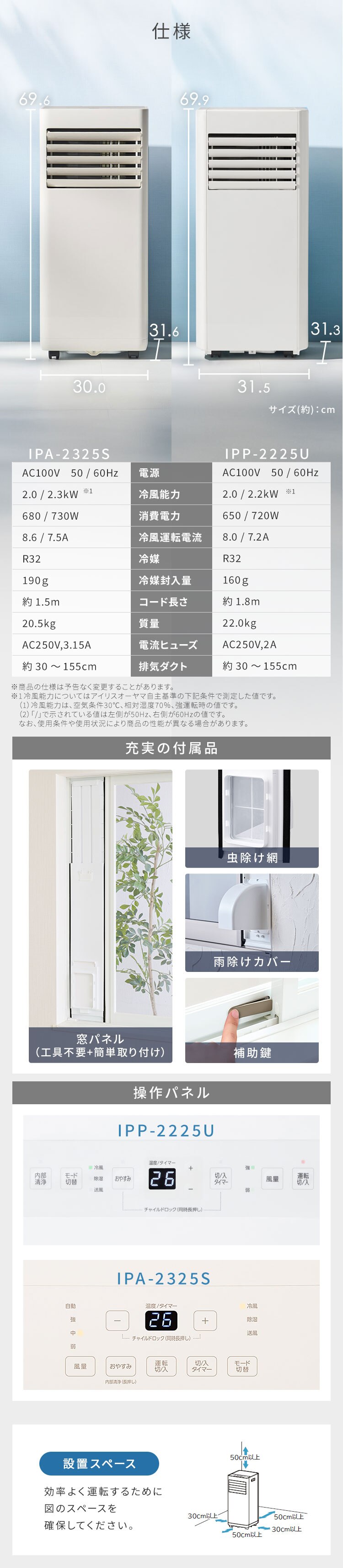 ポータブルクーラー 4.5~7畳 工事不要 冷風 送風 除湿 2.3kw IPA-2325S アイボリー13