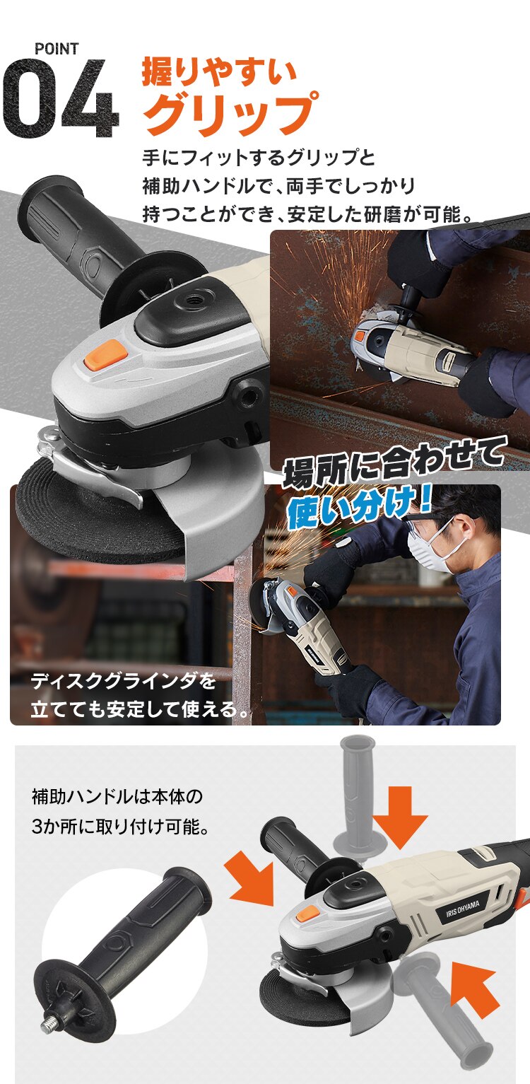 充電式ディスクグラインダ18V JDG100TC サンドベージュ7