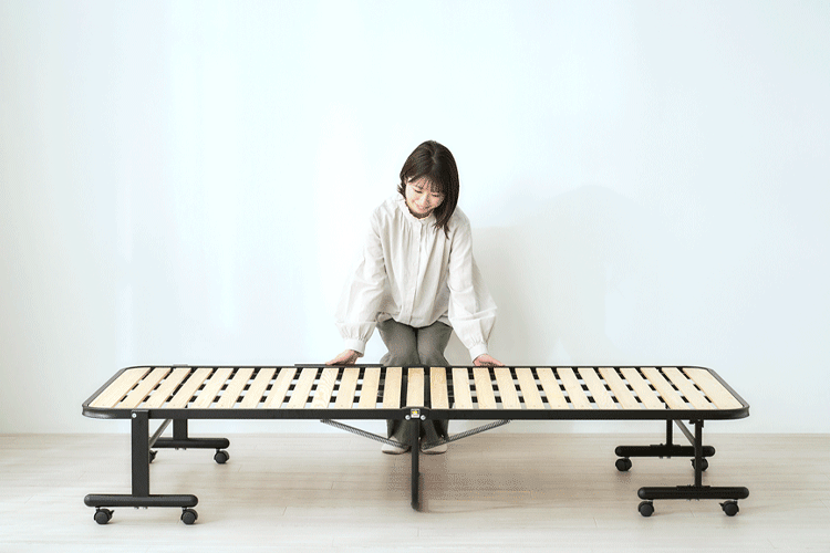 折りたたみすのこベッド OTB-WHR ナチュラル/ブラック3