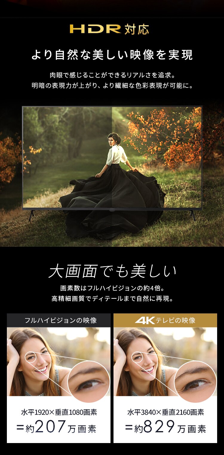 LUCA 液晶テレビ GoogleTV搭載 50V型 設置費込み 4K HDR LT-50UGX-F12