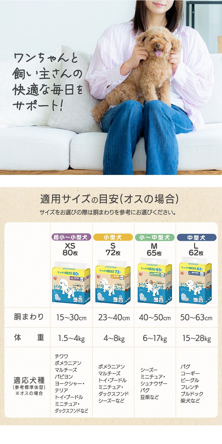 【男の子用】犬 おむつ ピタフィット M 65枚入  MNPD-M65  犬 おむつ10