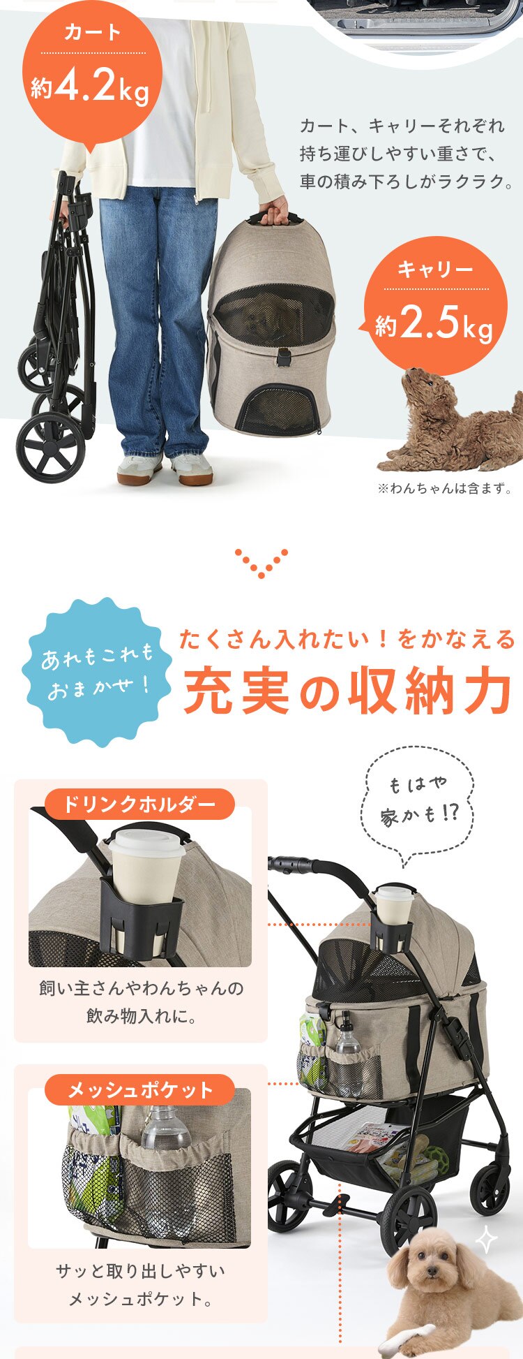 3WAYペットカート TPC-990 ネイビー 小型犬9