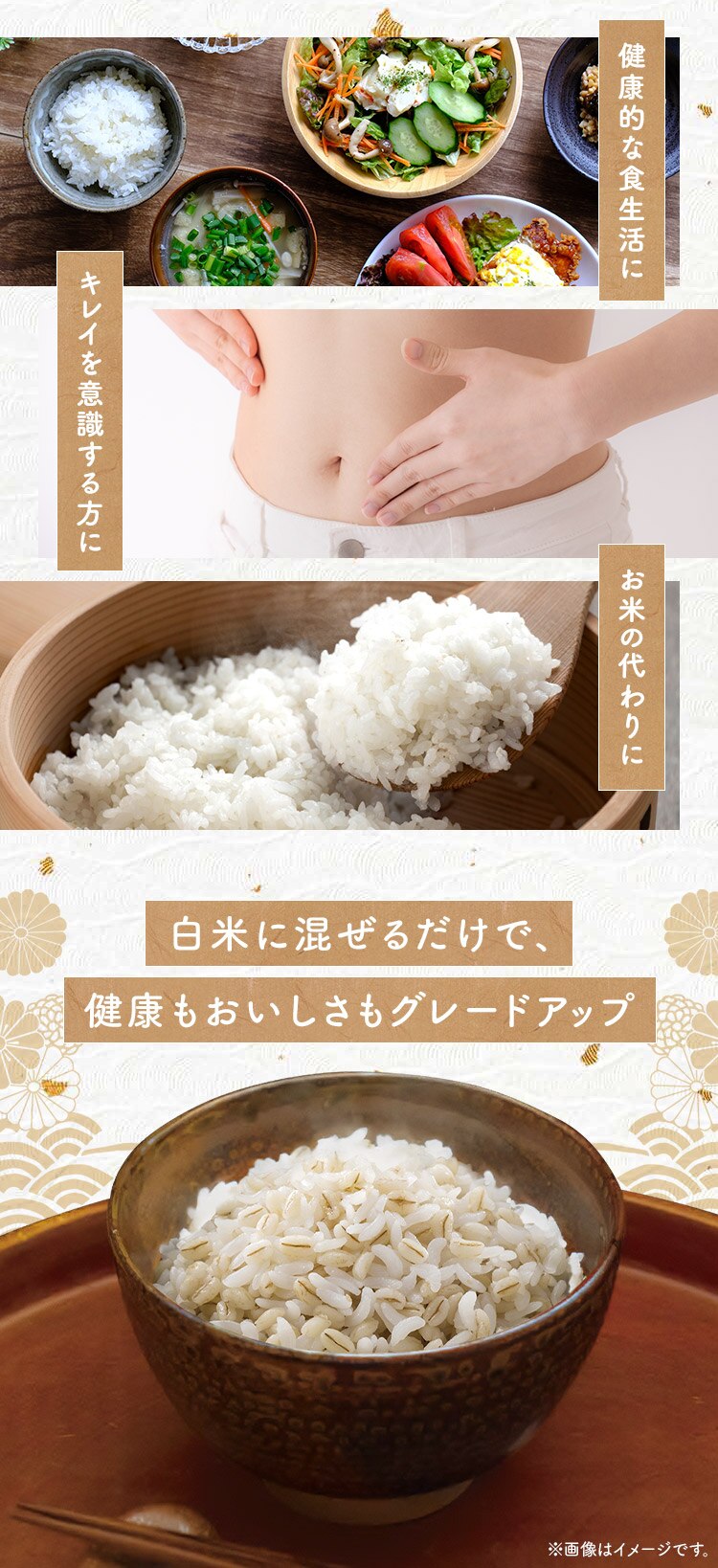 【4個セット】 国産もち麦 500g1