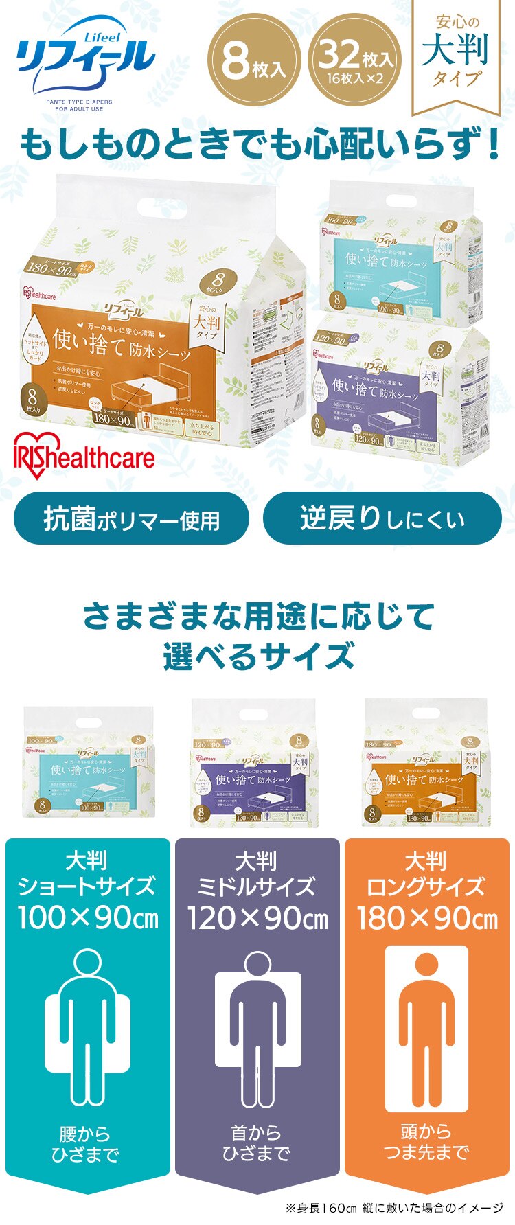 使い捨て防水シーツ大判タイプ ミドルサイズ32枚入り 介護用品 防水シーツ 介護シーツ0