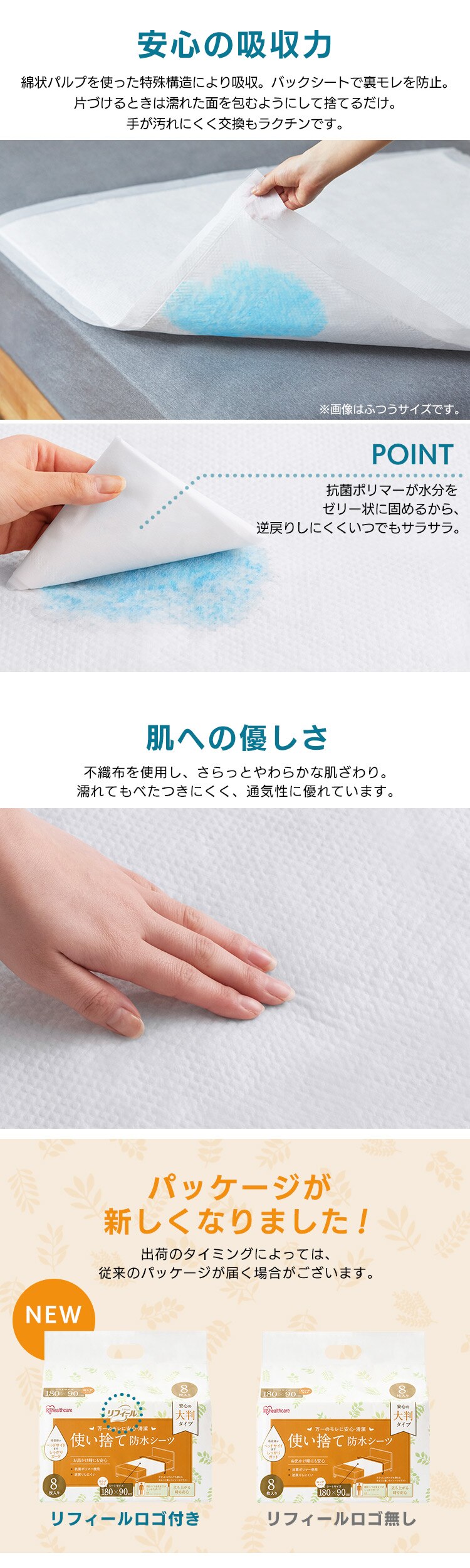 使い捨て防水シーツ大判タイプ ミドルサイズ32枚入り 介護用品 防水シーツ 介護シーツ3