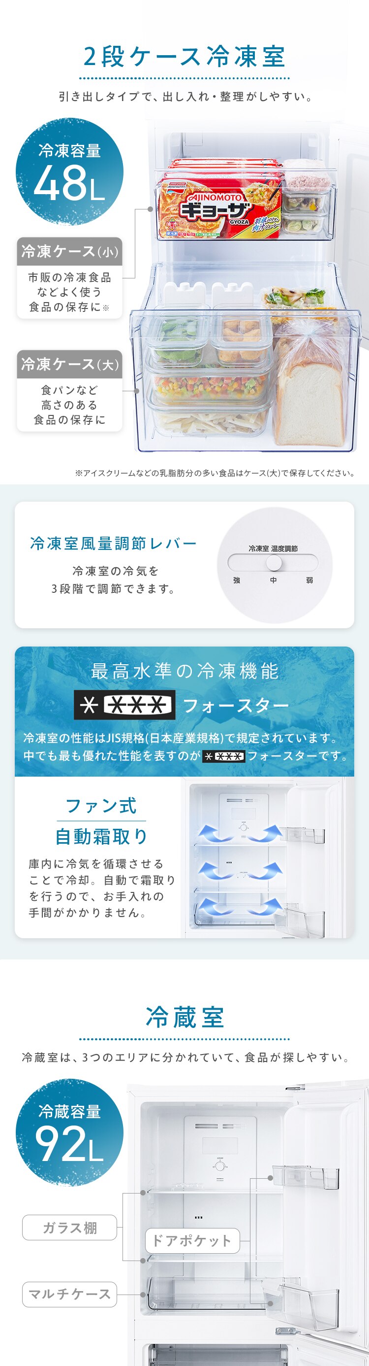 冷蔵庫 140L 自動霜取り 小型 2ドア 家庭用 幅49.5cm IRSN-14B-W1