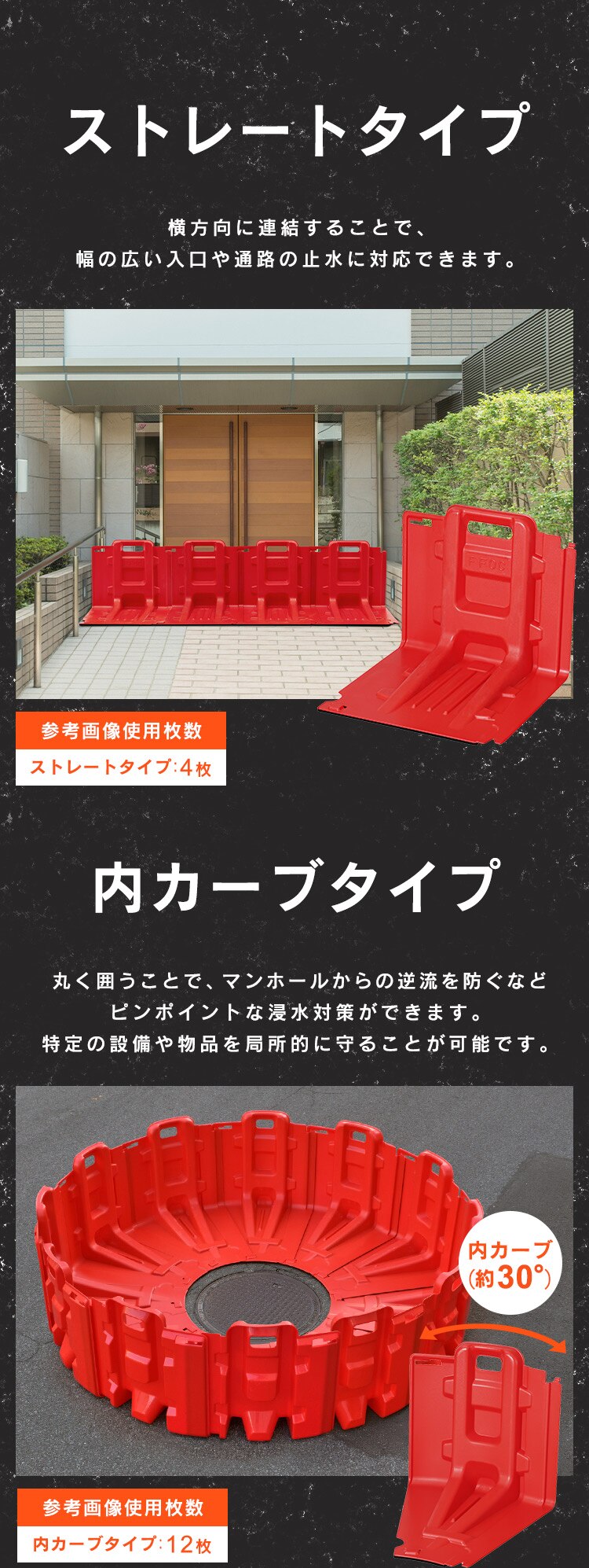 止水板 内カーブタイプ FCB-61U レッド3