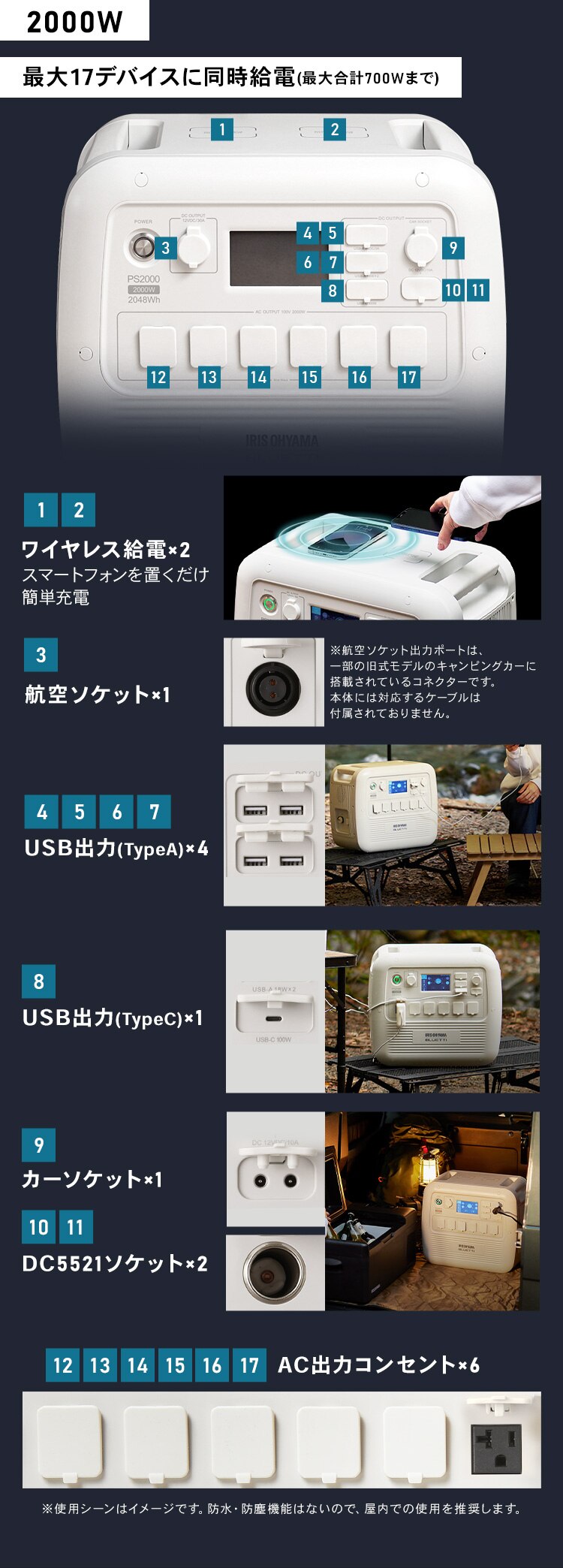 ポータブル電源 PS720AA-W ホワイト 【BLUETTI共同開発】5