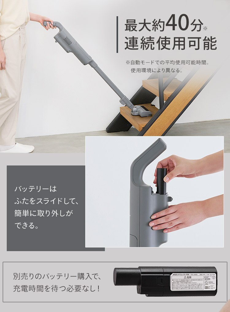 掃除機 コードレス 紙パック 自走式 モップ付 置くだけで充電 SBD-T1P-H グレー3