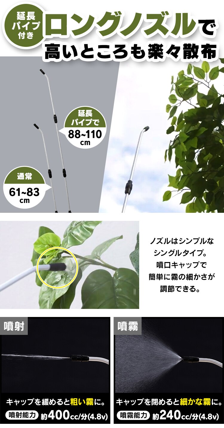 噴霧器 電池式 タンク容量3L コードレス 除草 IR-N3 グリーンカーキ1